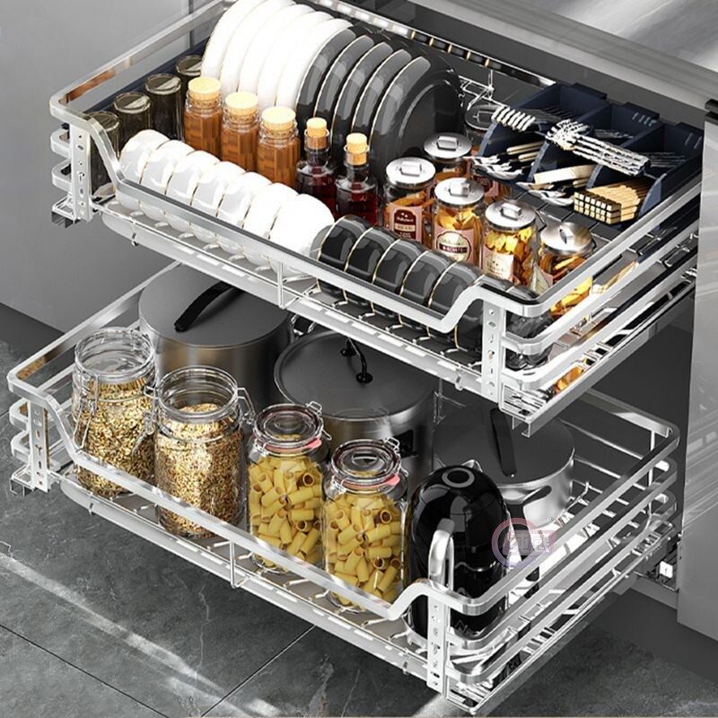 双层碗篮抽屉式收纳碗碟架拉篮厨房橱柜家用304不锈钢拉篮碗篮,机械设备,其他机械设备,淘宝优惠券,粉丝福利购,淘宝优惠卷