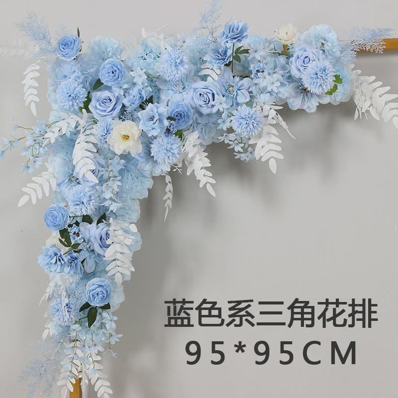 新款婚礼三角花艺婚庆布置背景仪式拍照原木排花拱门花排花路引花