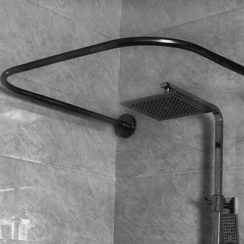 小号伸缩浴帘伸缩杆+u形+五铢浴帘杆套装