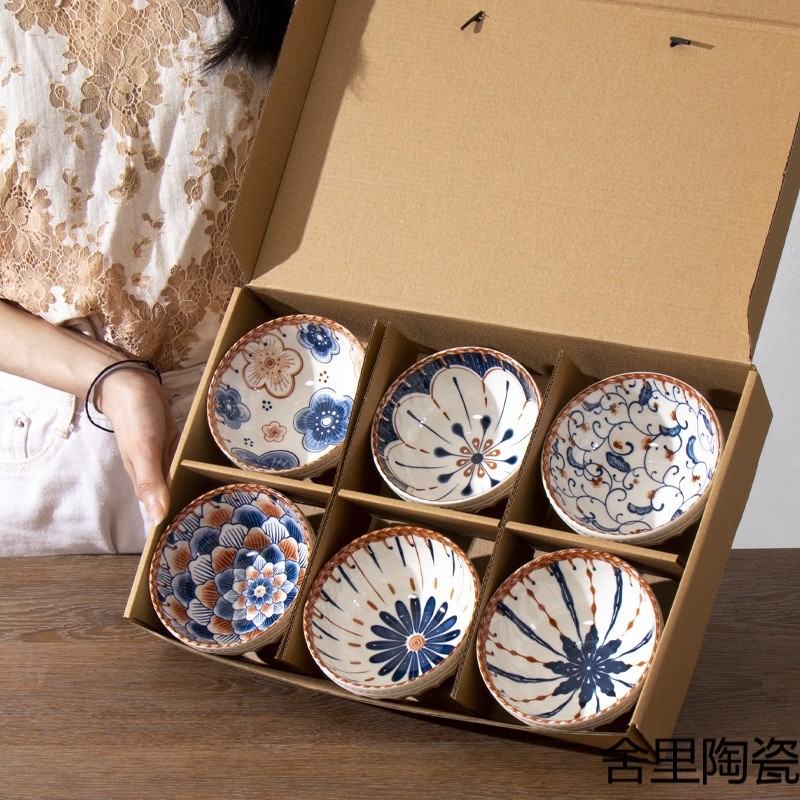 日式简约米饭碗点浮雕款陶瓷珠家用高颜值好看礼盒装礼品送人
