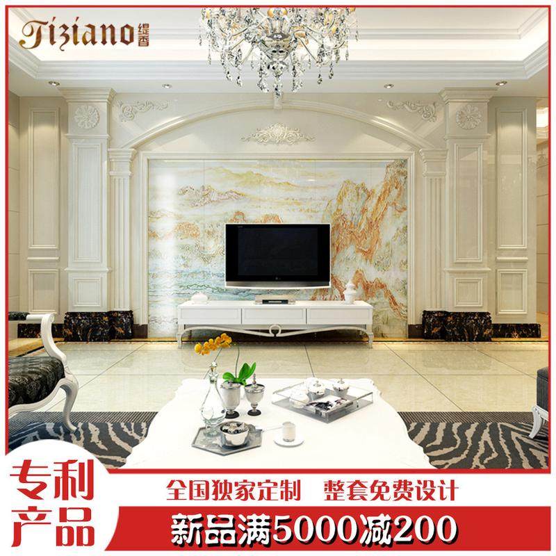 缇香欧式罗马柱瓷砖背景墙客厅影视墙岗石罗马柱瓷砖壁画