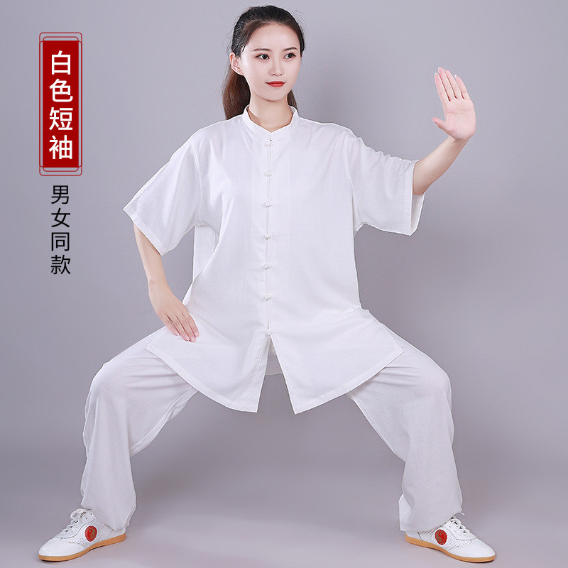 宏极春夏低领棉麻练功服中国风太极服女夏季武术太极拳服装男新品