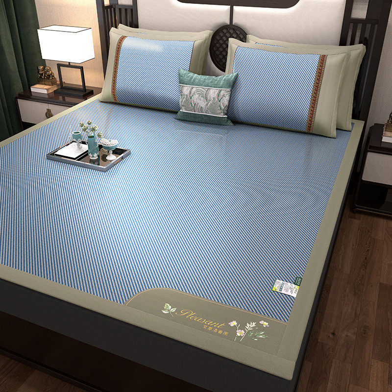 凉爽艾草清香冰藤席双面席艾草席床笠款反面冰丝空调席凉席三件套