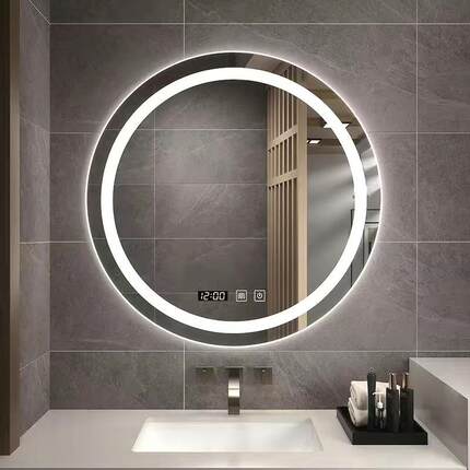 智能圆镜led浴室镜厕所壁挂挂墙防雾发光酒店卫生间带灯化妆镜子