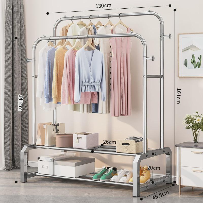 晾衣架落地家用室内挂衣架卧室凉衣杆阳台不锈钢晒衣架双