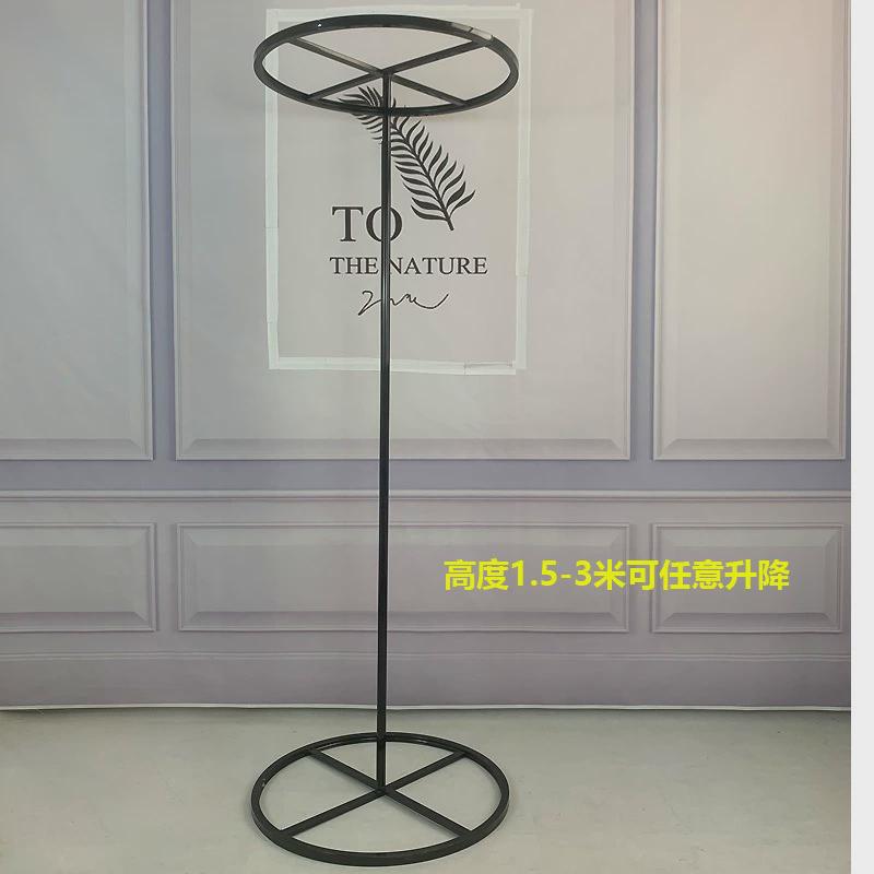 新款婚庆道具线帘圆环吊环架子圆形铁艺花环路引珠帘装饰立杆伸缩