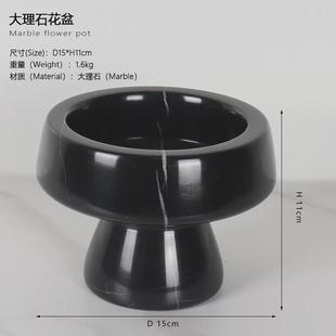 大理石花盆小清新盆栽插花假花样板间售楼处玄关桌面装 欧式 饰摆件