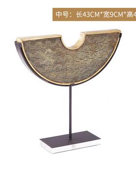 现代新中式树脂工艺品摆件新古典半圆样板房间别墅艺术品软装饰品