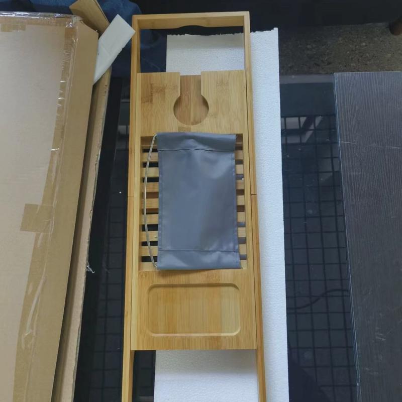 防滑浴缸架欧式竹制伸缩泡澡支架红酒手机收纳搁板浴室浴缸置物架