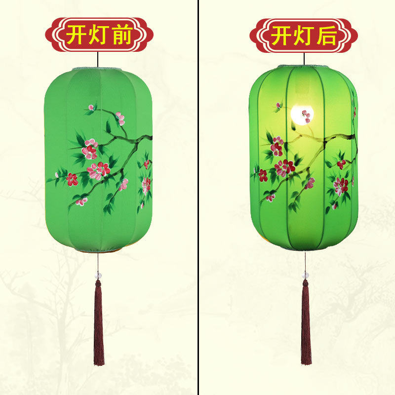现货中式布艺手绘冬瓜灯笼茶楼茶室餐厅火锅店过道走廊古灯笼
