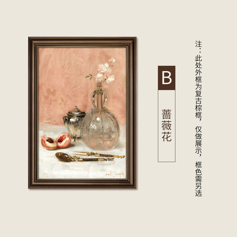 法式复古挂画美式餐厅装饰画高档欧式餐桌油画壁画墙面饭厅客厅花