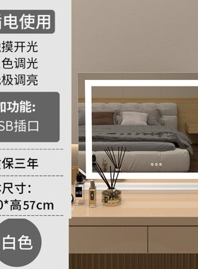台式镜子梳妆镜大号家用宿舍桌面壁挂式光镜金属底座led可补学生