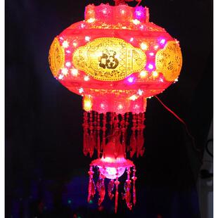 炫彩LED自动旋转灯笼DIY婚庆室内外装饰走马灯亚克力材质水晶宫灯