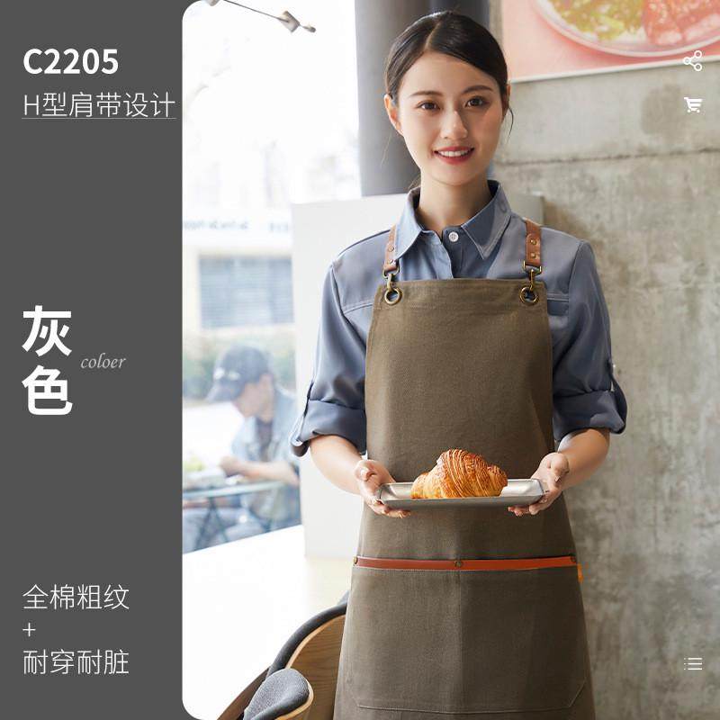 耐磨防油污加厚全棉围裙定制logo印字酒店超市家用厨房围腰工作服