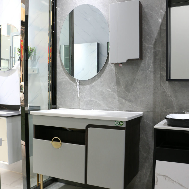 现代简约卫生间壁挂柜置物架浴室镜面柜挂墙式岩板浴室柜组合