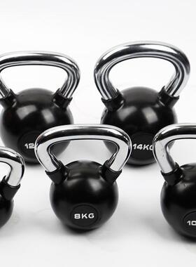 黑色包胶壶铃4/8/10/16/24KG包胶壶铃提壶家用健身房家用