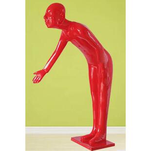 玻璃钢迎宾卡通人物雕塑酒店门口迎宾人饭店鞠躬雕塑