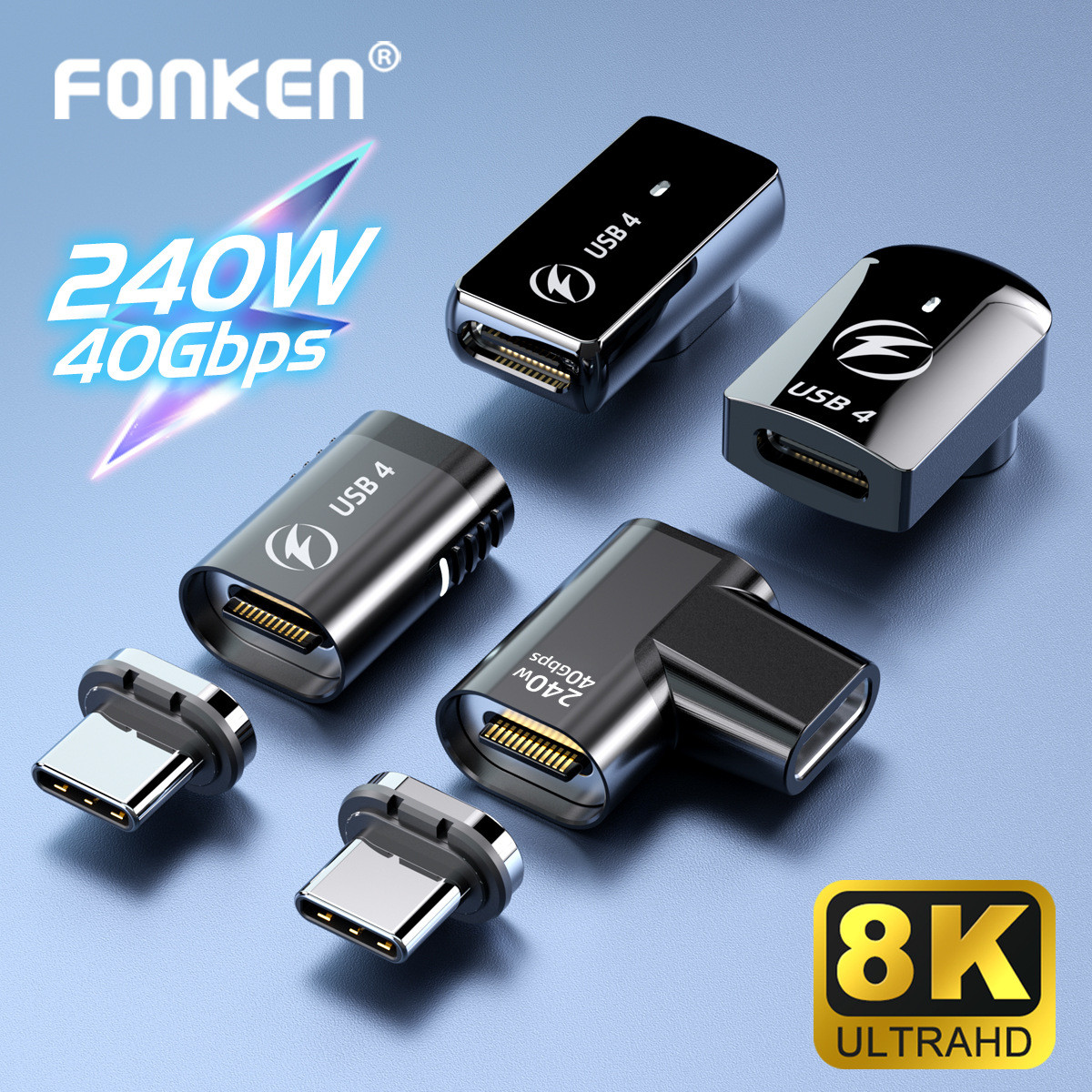 typec磁吸转接头PD240W充电40Gbps转接器6A快充8K视频传输MacBook