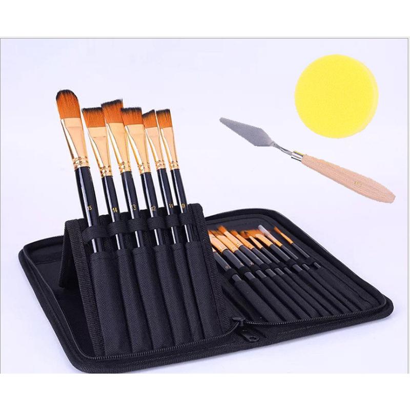 15画笔套装布包支水彩笔勾线笔丙烯油画用笔多功能组合绘画套装