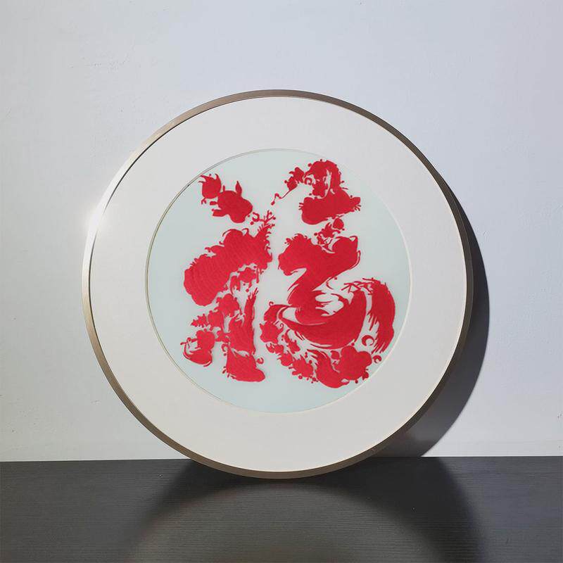 圆形苏绣成品挂画透明丝布刺绣新中式餐厅客厅小幅苏绣装饰画