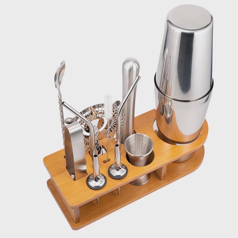 热销摇调酒器套装13件套竹架雪克杯鸡尾酒调酒杯波士顿壶酒吧酒具