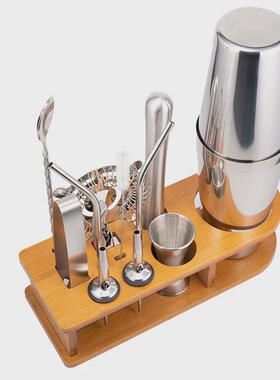 热销摇调酒器套装13件套竹架雪克杯鸡尾酒调酒杯波士顿壶酒吧酒具