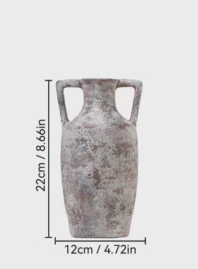 侘寂风花瓶陶瓷高级感陶罐软装客厅复古玄关电视柜装饰品民宿插花