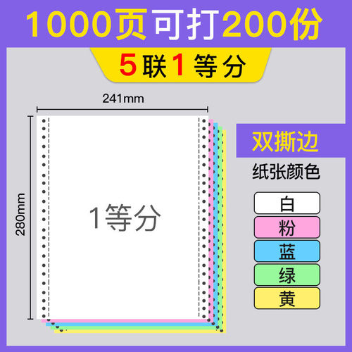 针式打印纸二联三等分电脑打印纸三联二等份四联双撕边发货清单