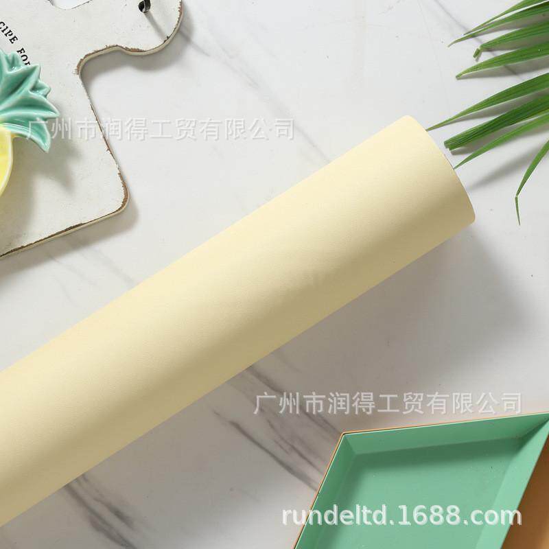 素色pvc波音软片加厚黄色橙色防水磨砂自粘纯色墙纸家具翻新贴纸
