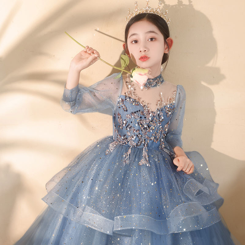 女童礼服生日公主裙儿童轻奢小众高端花童婚礼主持人钢琴表演出服