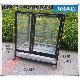 烤漆黑色宠物美容店医院304不锈钢展示柜钢化玻璃观赏寄养狗笼子