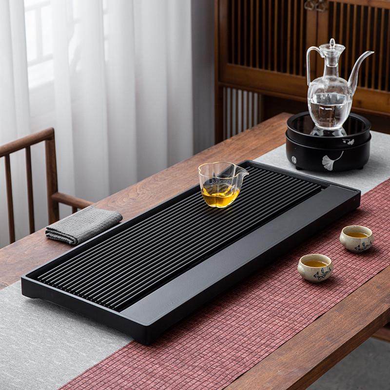 热销89n2023年托盘乌金石茶盘嵌入式茶盘石盘家用小茶台新款新式