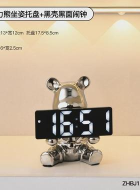 创意轻奢数字智能桌面台式钟表小摆件客厅卧室摆放电子钟台钟家居