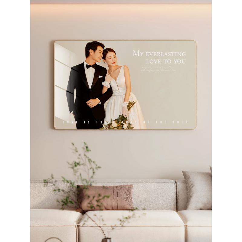 26x8定制婚纱照挂墙洗照片加相框制作结婚照床头全家福水晶大照