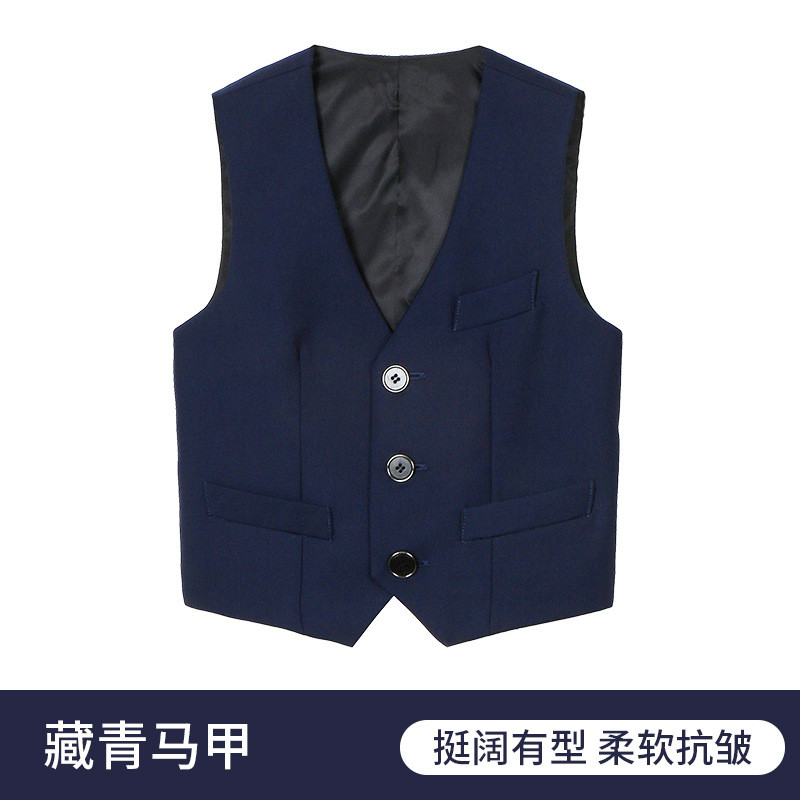 男童休闲西装马甲学院风儿童黑色童装背心班服小男孩马夹纯色套装