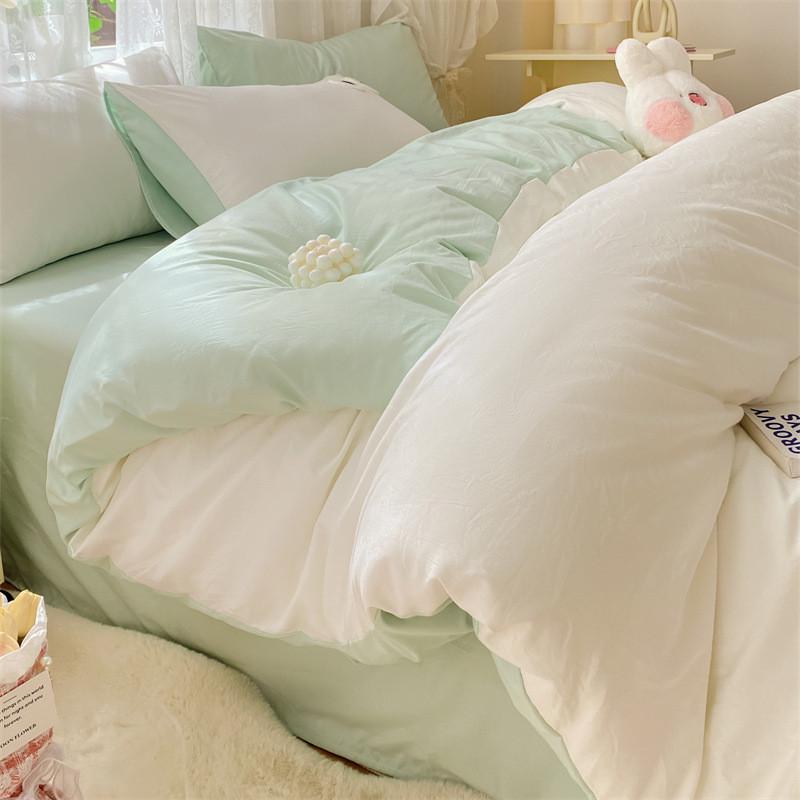 水洗棉四件套夏季床单被罩三件套2024单人床学生宿舍新款品套件