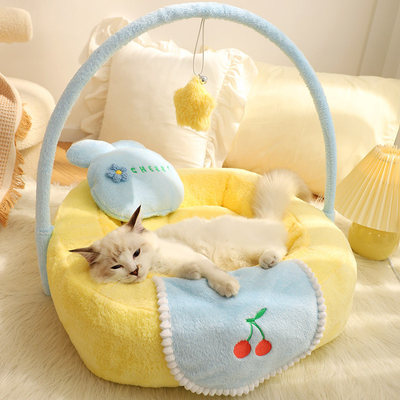 猫窝冬季保暖猫咪睡觉幼窝的四季通用半封闭式冬天网红猫床宠物床