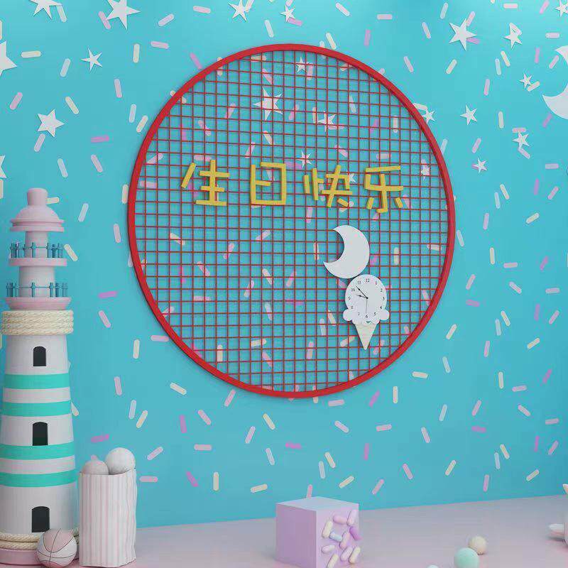 婚庆道具展示宴会装饰网幼儿园作品生日网格照片墙圆形网格展示架