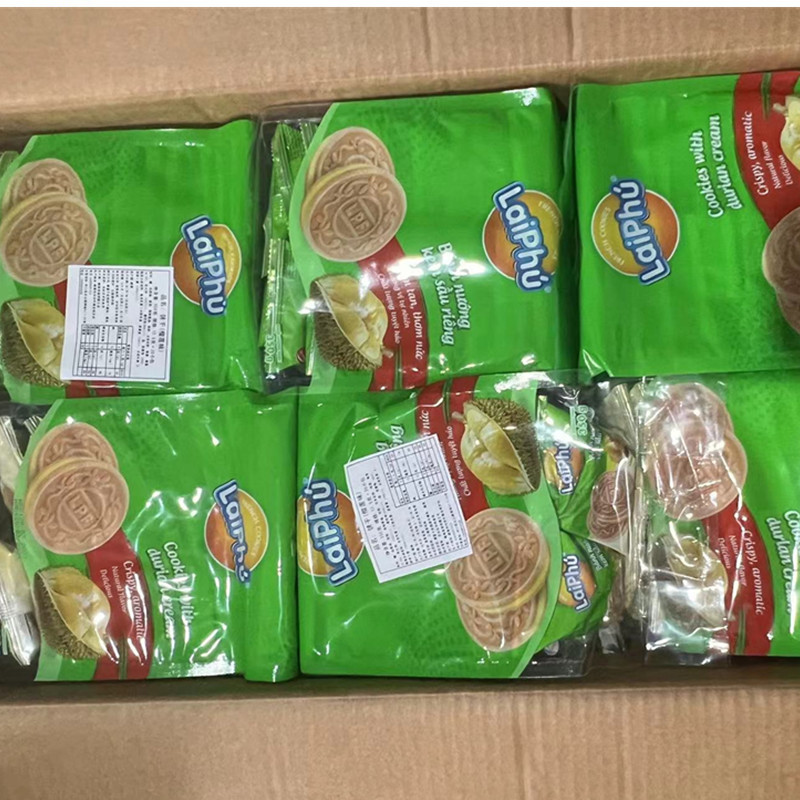 越南来福榴莲味夹心饼350克 法式薄饼干脆饼 1袋20小包独立包装