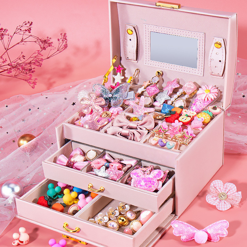 公主风发饰发卡头绳高档收纳首饰盒儿童卡通头饰品礼盒送礼批发女