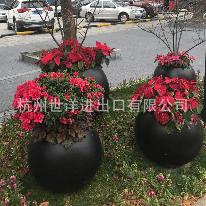 专业生产各种玻璃钢花盆玻璃钢组合花钵酒店户外组合花箱