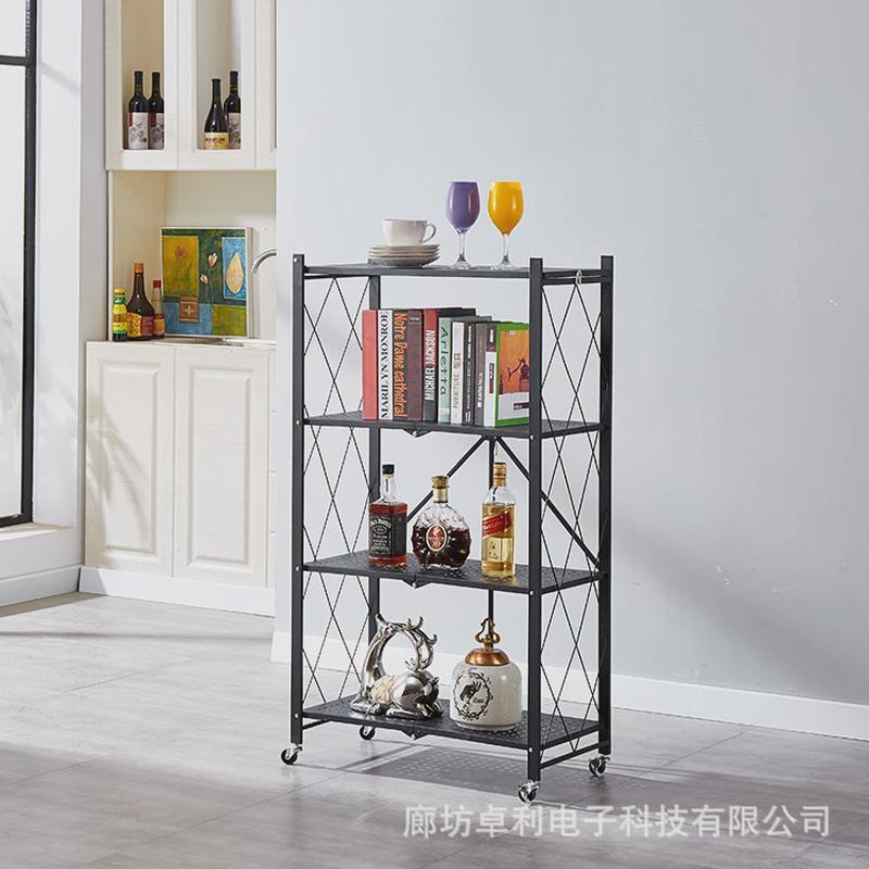 家用免安装微波炉置物架落地式多层收纳架子带轮厨房收纳架移动可