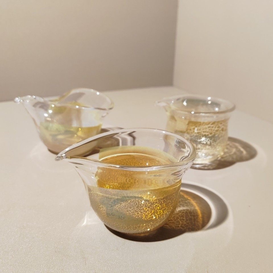 烫手耐热气泡公道杯高档水晶玻璃金箔分茶器不加厚透明中式茶具