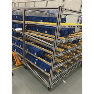 车间滑轮铝型材流利条货架三层移动铝型框架材搬运工具滚轮物料车