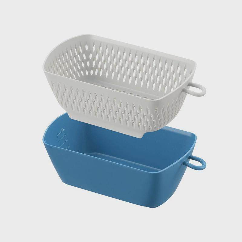 双层微波客厅水果盆家用篮子带盖可沥水篮厨房加厚塑料洗菜沥水筐