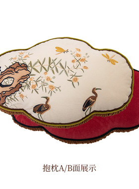 y4j8蜡笔派|围炉古典|中式煮茶抱枕红色喜庆氛围感靠枕客厅沙发抱