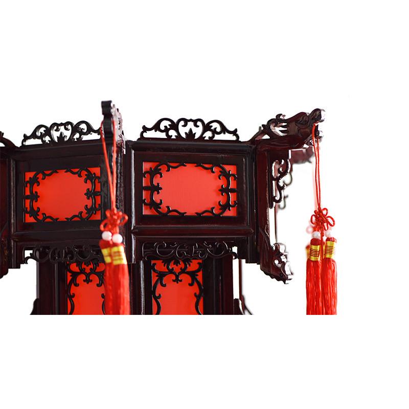 节日大红布木雕仿古宫灯木制婚庆实木喜庆灯笼花灯茶楼中式灯具