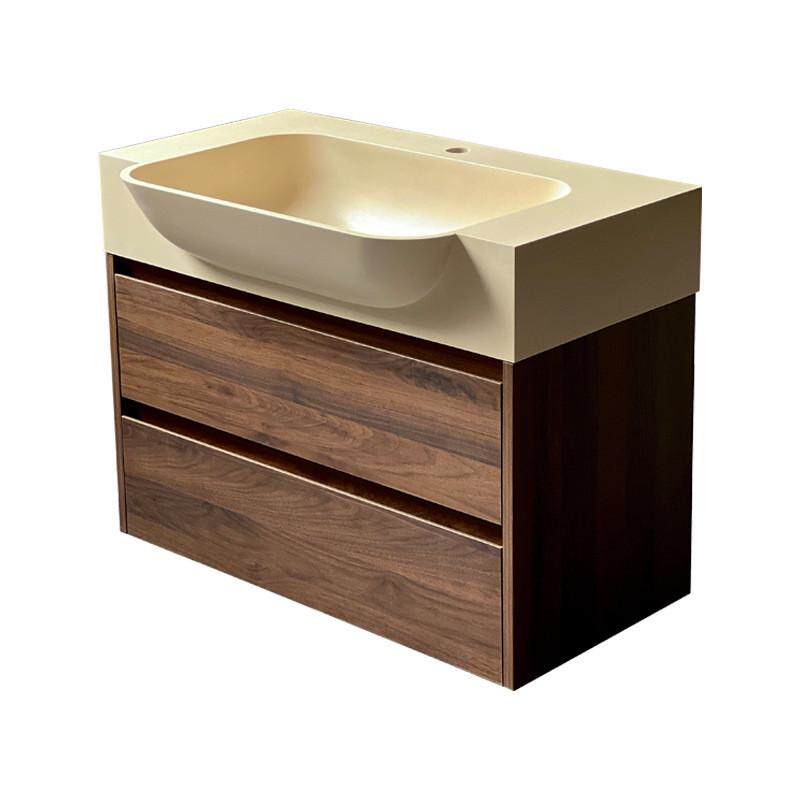 纯美石浴室柜定制尺寸定做中古风绮亚克力人造石一体式半抛大肚盆