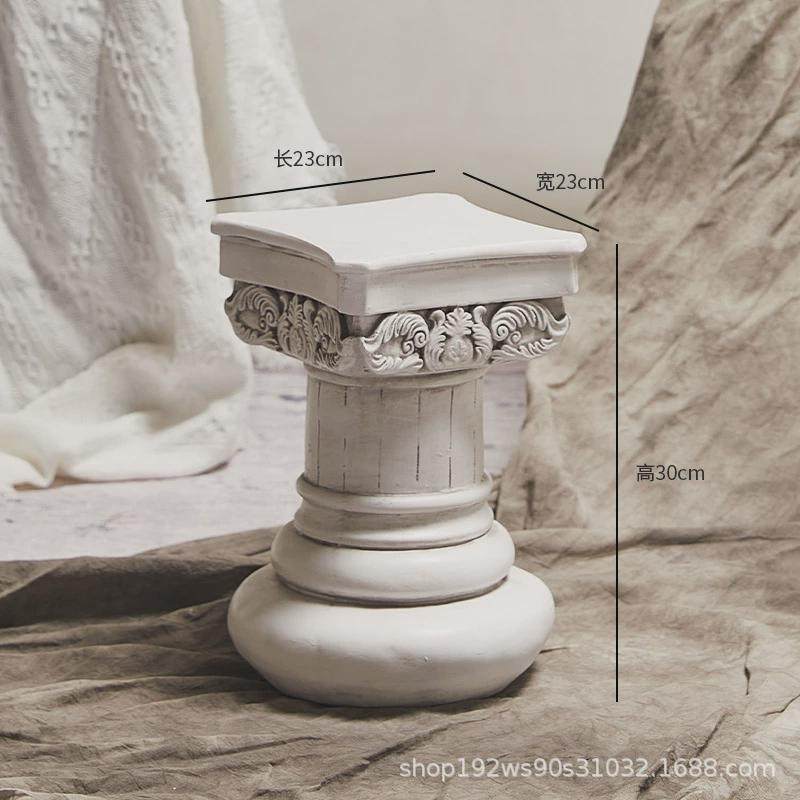 欧式复古罗马柱摆件展示台底座怀旧模型雕塑小花园装饰树脂工艺品