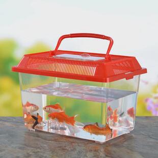 大中小号儿童手提乌龟金鱼缸宠物饲养运输鱼盒透明塑料盒乌龟缸